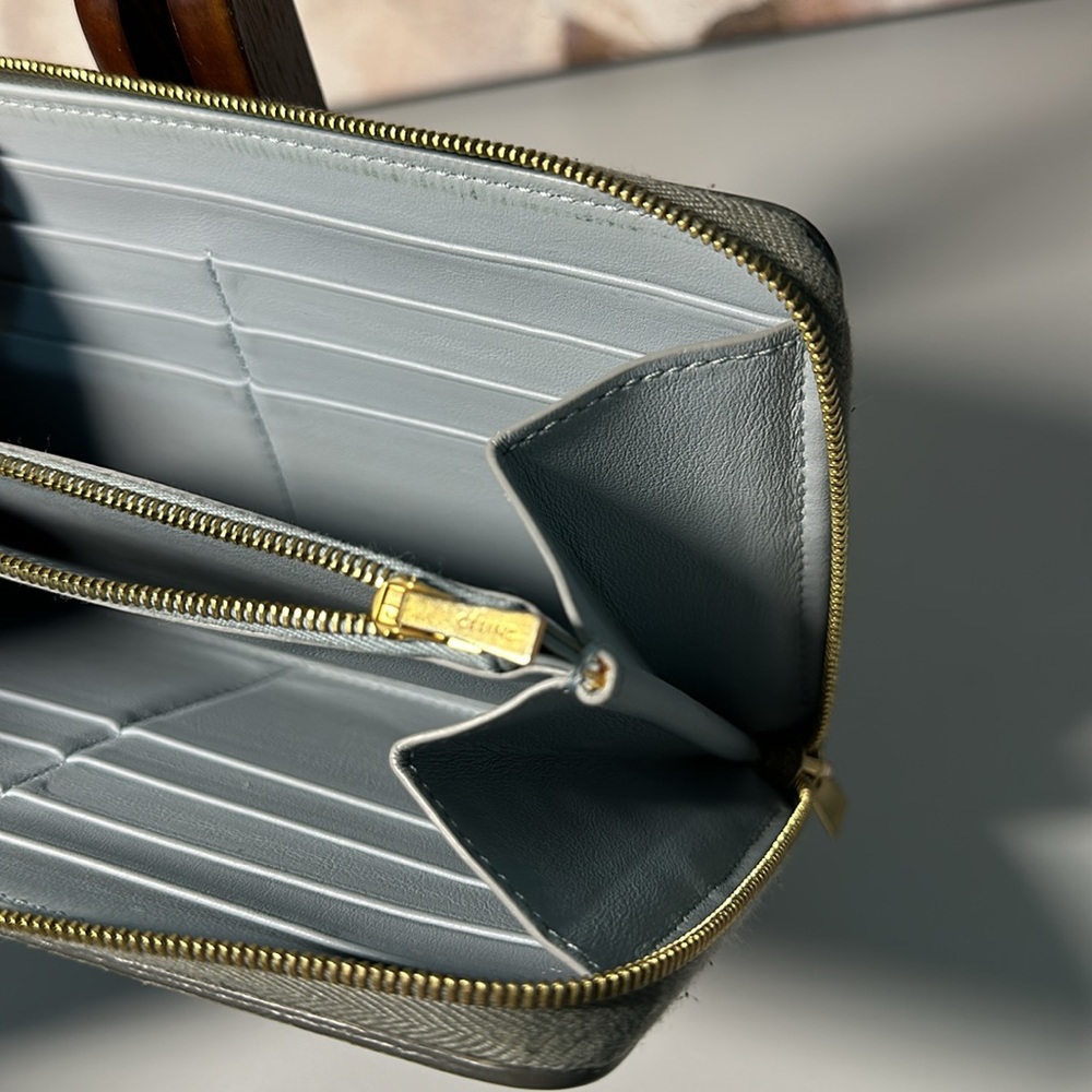 22 Celine Paris gray grained calfskin leather zip long continental wallet - Picture 8 of 8